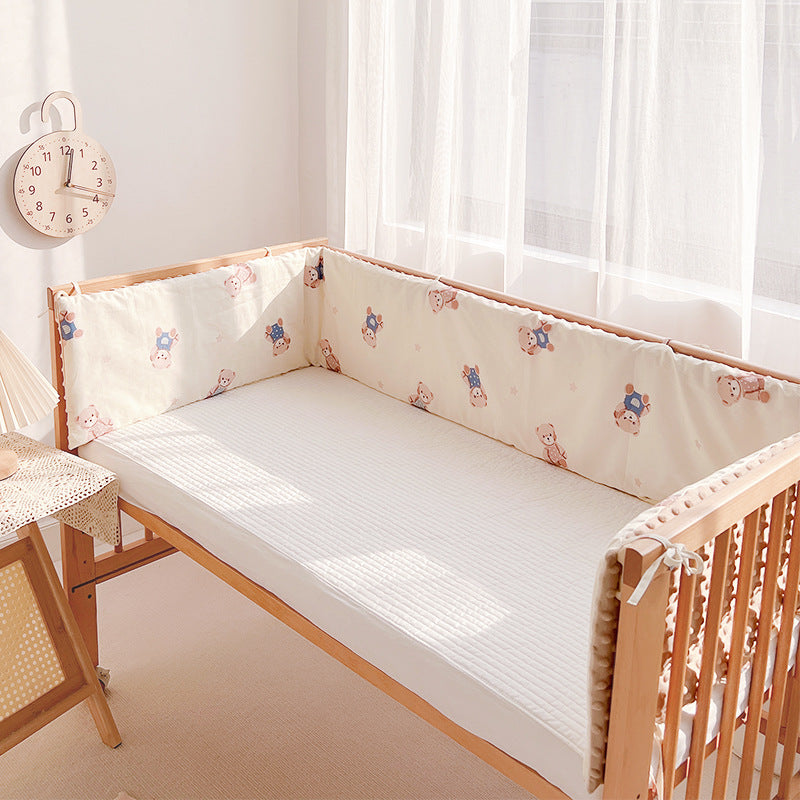 tour de lit bébé fille beige ourson ouvert