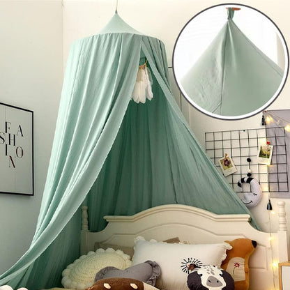 Ciel de lit vert sur lit fixation