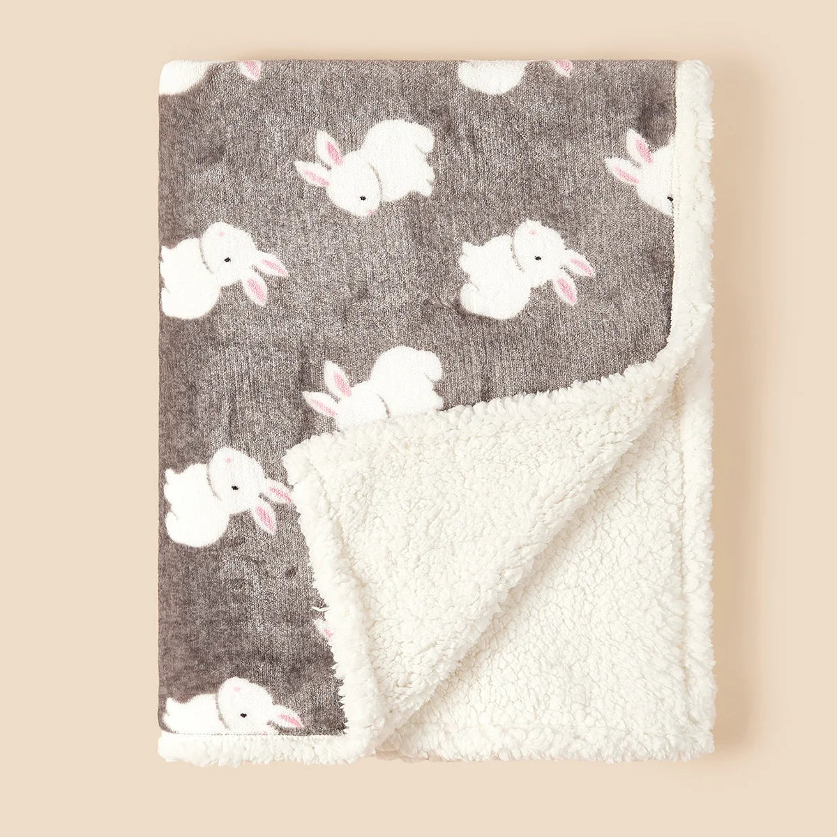 Couverture bebe flanelle lapin gris
