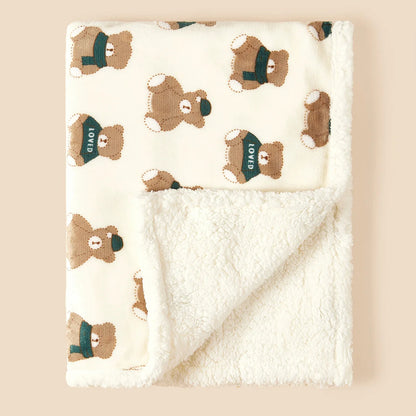 Couverture bebe flanelle ourson habillé