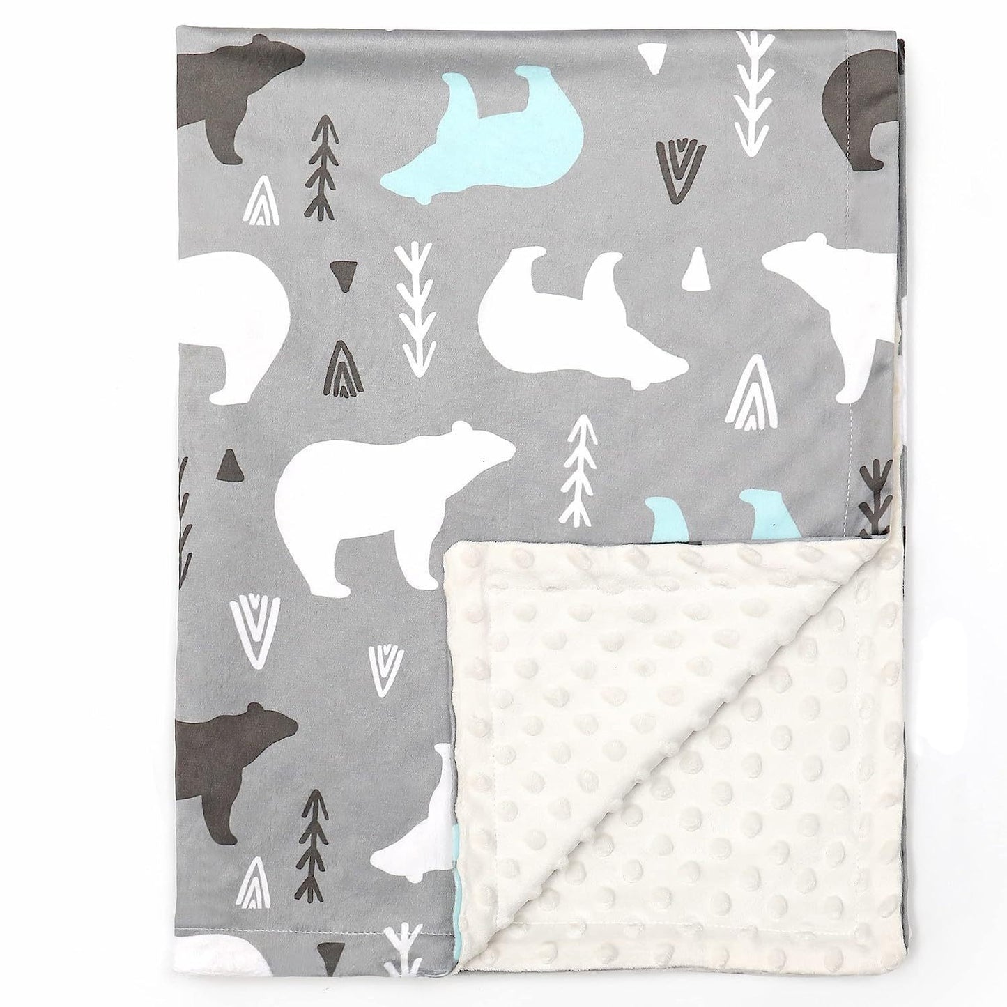 Couverture bébé motifs imprimés gris ours