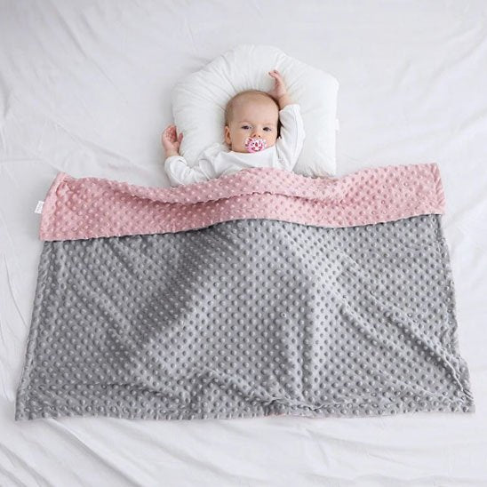 Couverture bébé polaire gris rose petite sieste