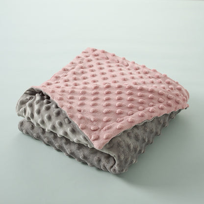 Couverture bébé polaire gris rose plié 2