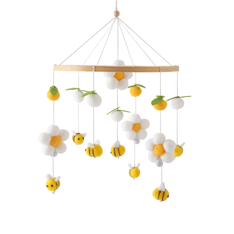 mobile bébé abeilles jaunes fleurs