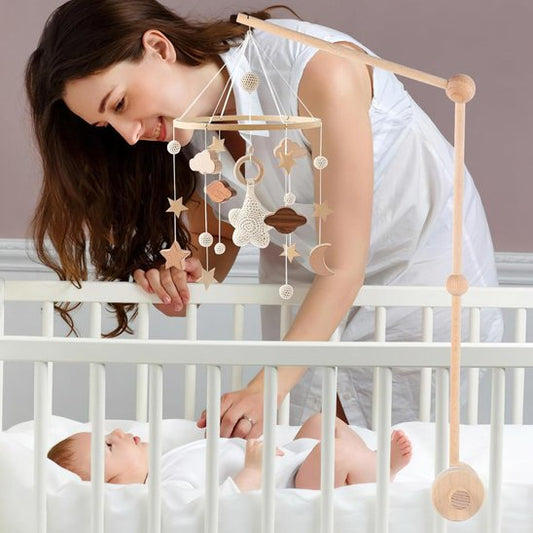 Mobile bébé étoile blanche bonjour maman