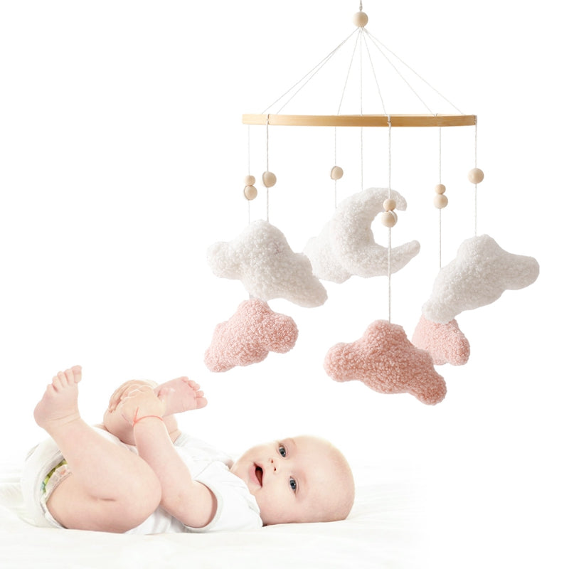mobile lit bébé céleste nuage marron bébé