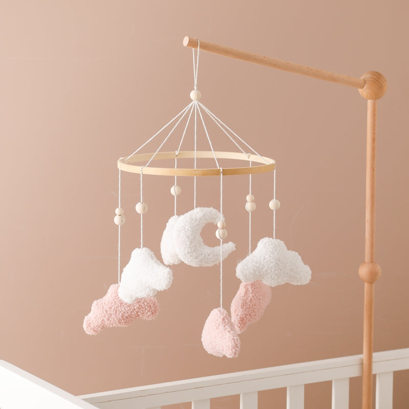 mobile lit bébé céleste nuage rose accroche