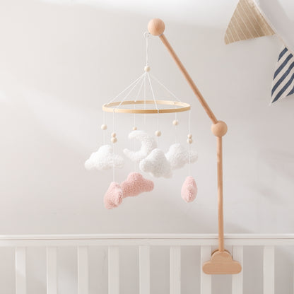 mobile lit bébé céleste nuage rose avec support