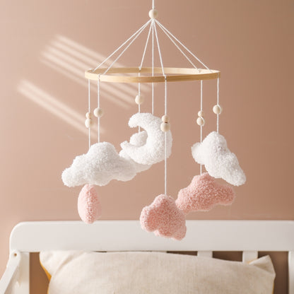 mobile lit bébé céleste nuage rose lumière