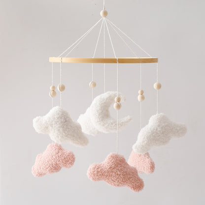mobile lit bébé céleste nuage rose suspendu