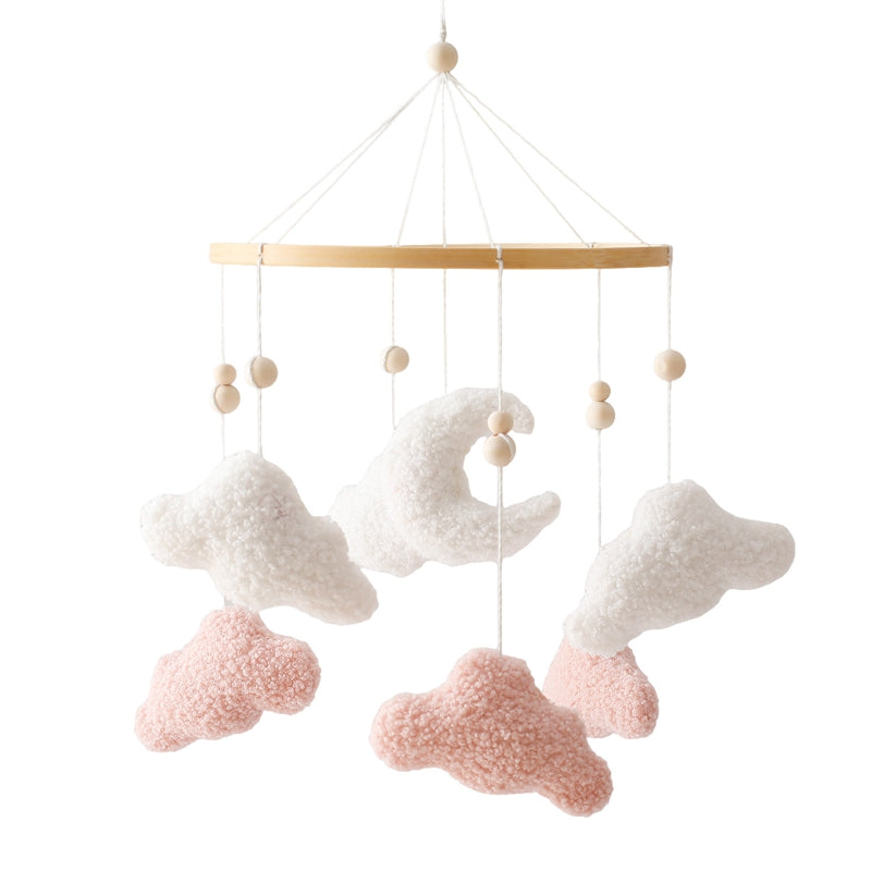 mobile lit bébé céleste nuage rose