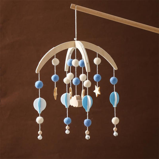 mobile mongolfière bleu support