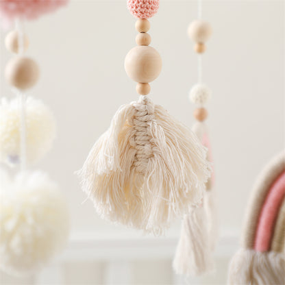 mobile pour bébé macramé pompon