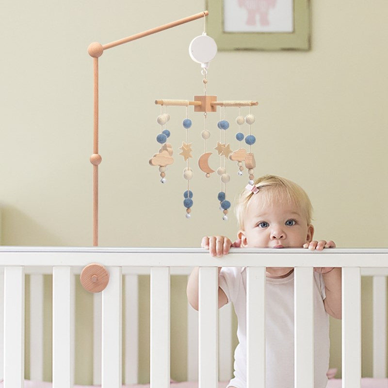 mobile pour lit bebe lune bois fillette