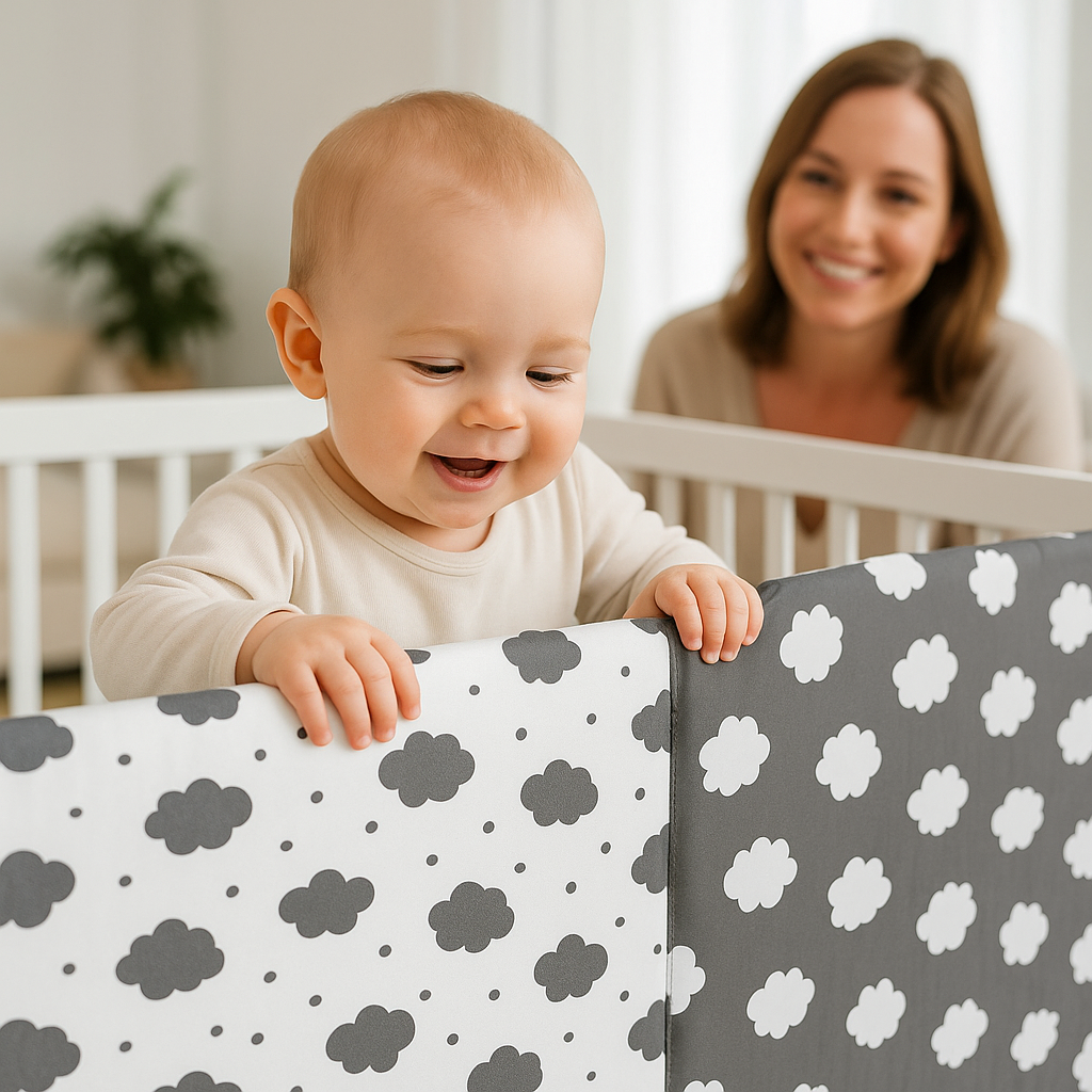 tour de lit bebe blanc gris nuage