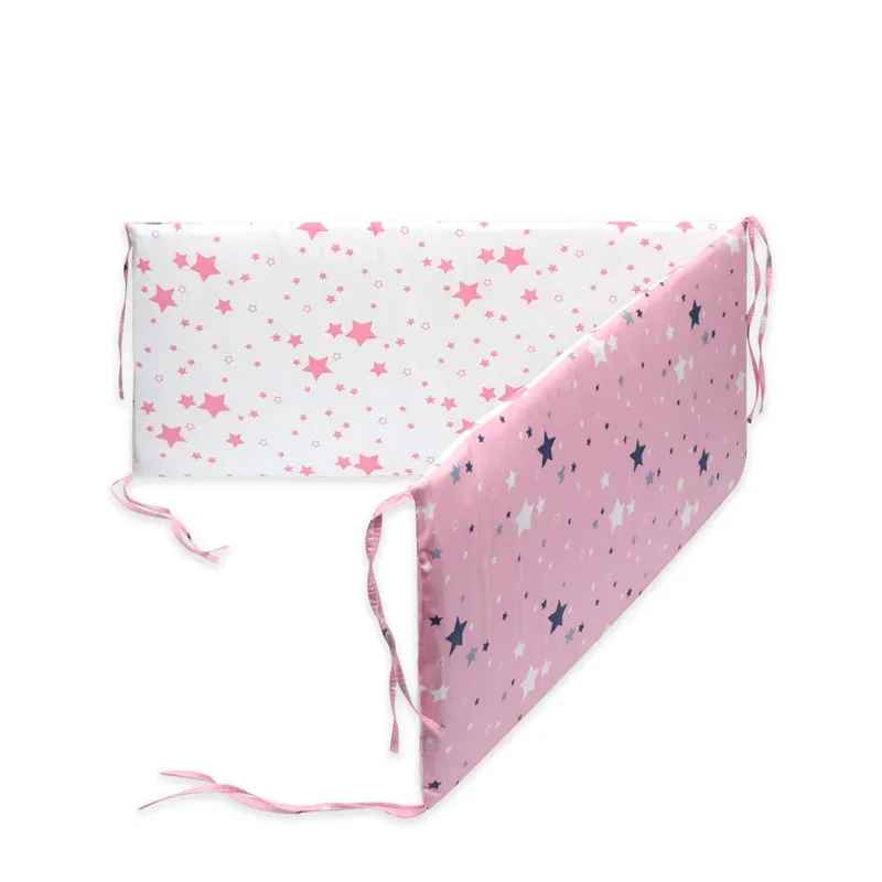 tour de lit bebe blanc rose etoile
