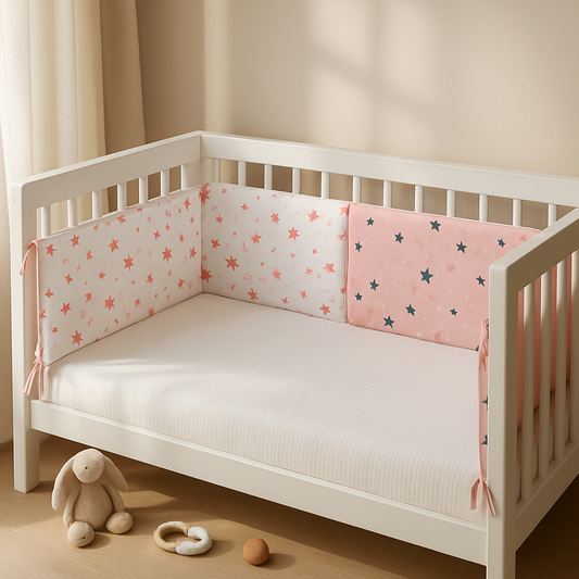 tour de lit bebe blanc rose