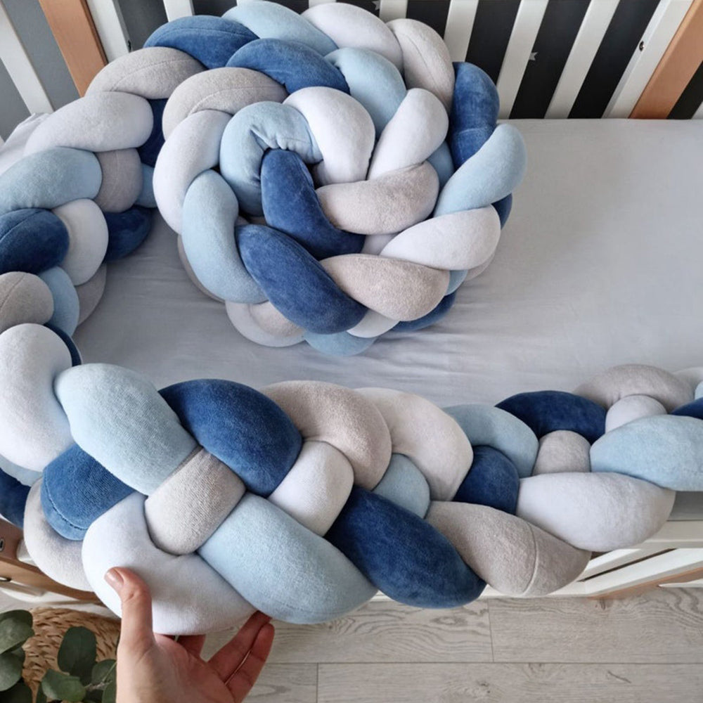 tour de lit bébé brins bleu enroulé