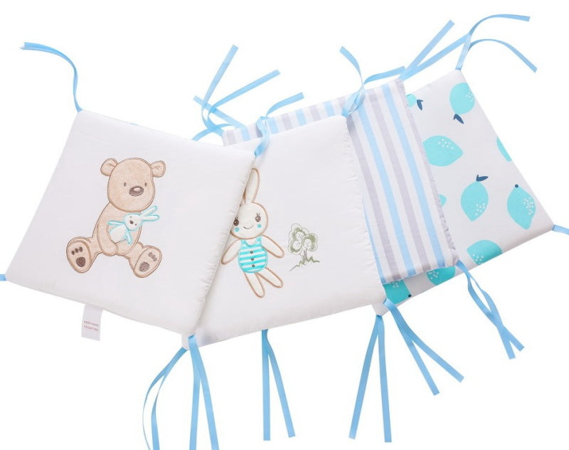 tour de lit bebe panneaux bleu ourson