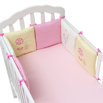 tour de lit bebe rose jaune fleur
