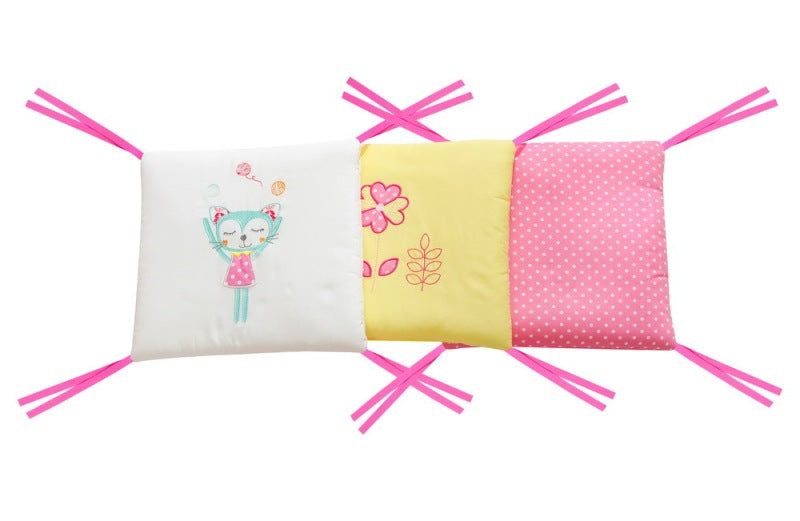 tour de lit bebe rose jaune panneaux