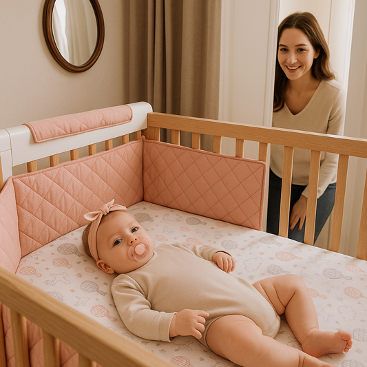 tour de lit pour bebe fille avec tétine et maman