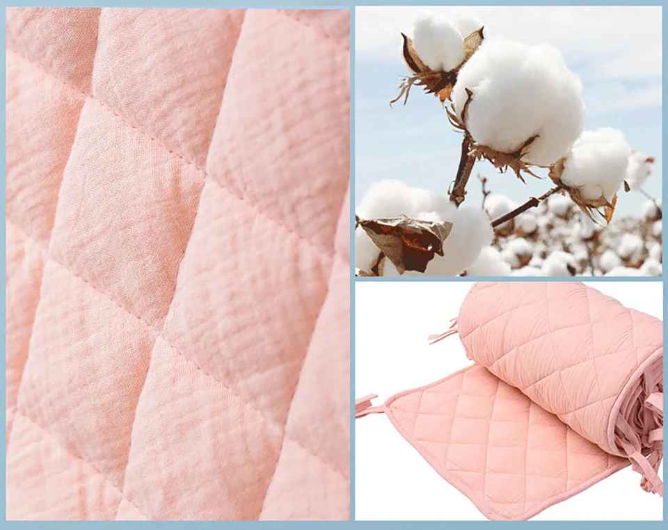 tour de lit pour bebe rose plante coton