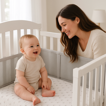 tour de lit respirant blanc bebe sourire