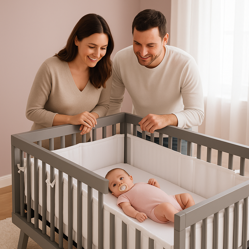 tour de lit respirant blanc bebe tetine