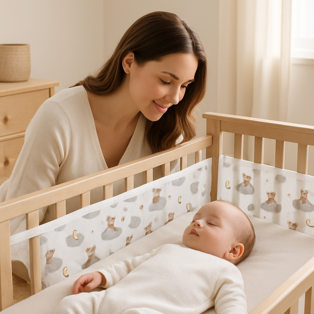 tour de lit respirant oursons nuage bebe maman