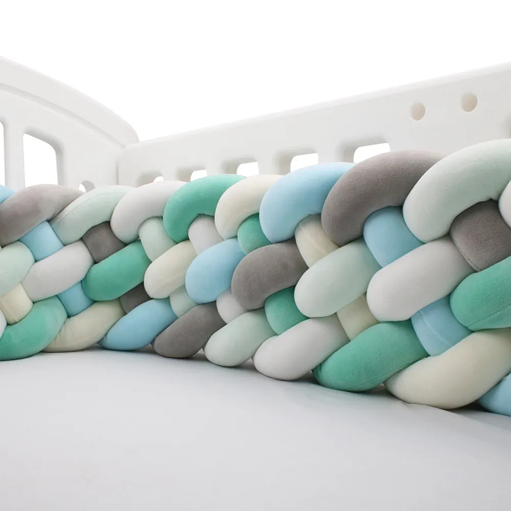 tour de lit tresse 6 brins vert mix