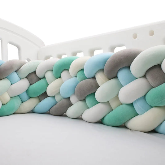 tour de lit tresse 6 brins vert mix