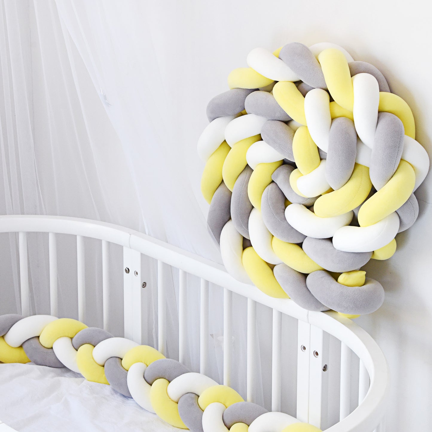 tresse de lit 4m blanc gris jaune soleil