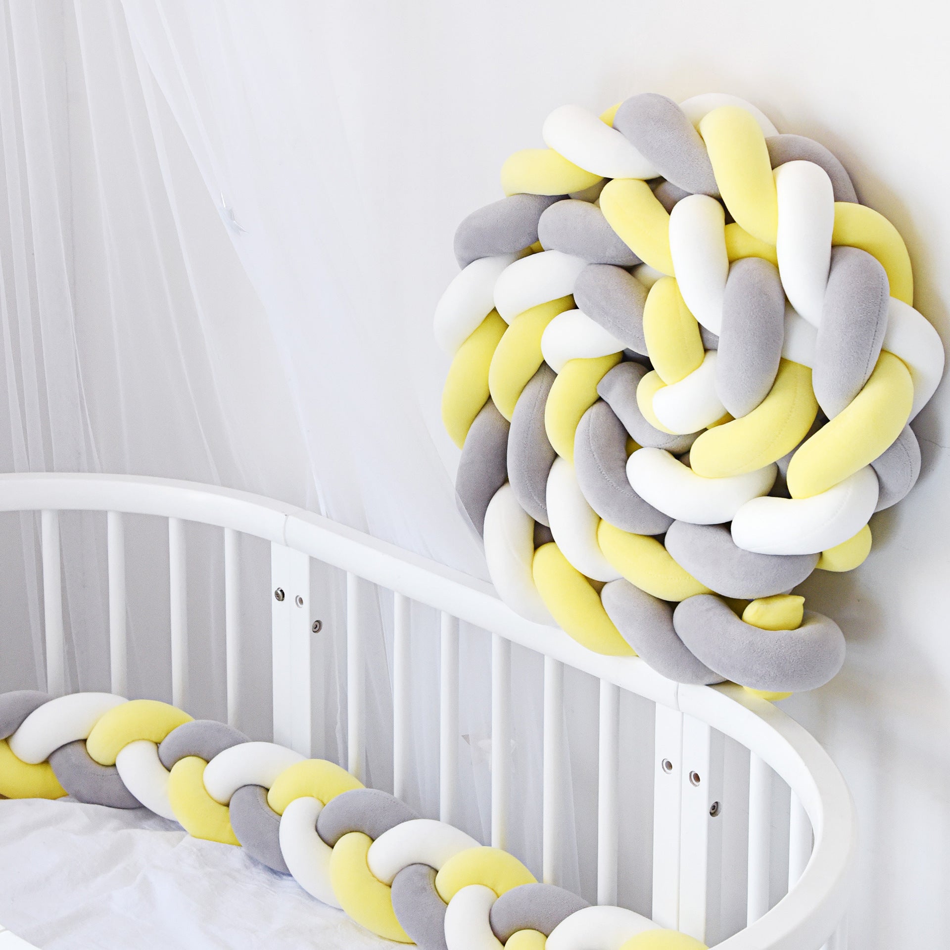 tresse de lit 4m blanc gris jaune soleil
