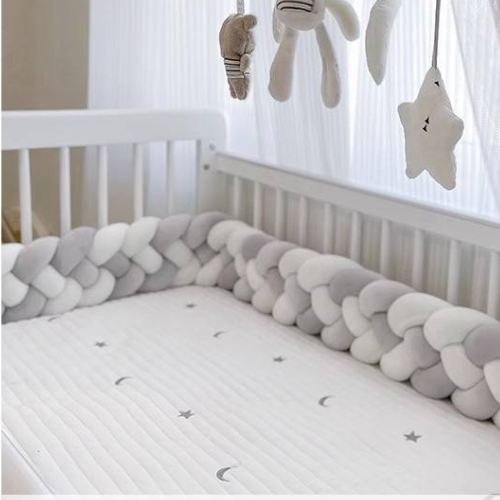 tresse de lit bébé 4 brins gris blanc solo