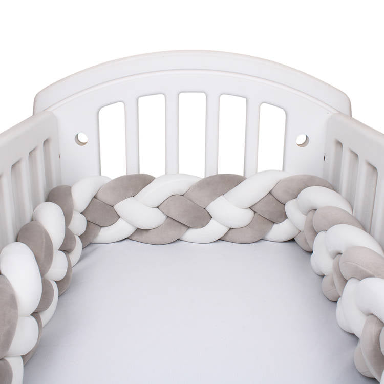 tresse de lit bébé 4 brins gris-blanc