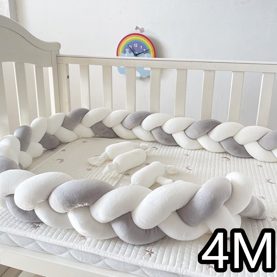 tresse de lit bébé gris blanc 4 mètre