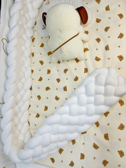 tresse de lit cabane 6 brins blanche ourson