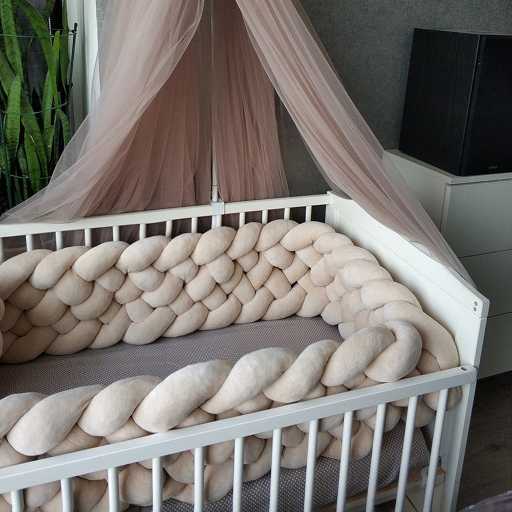 tresse tour de lit 6 brins beige diagonale