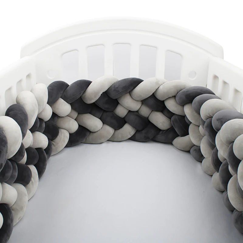 tresse tour de lit 6 brins gris noir lit