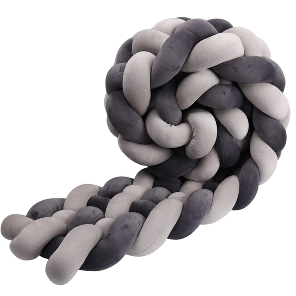 tresse tour de lit 6 brins noir gris roule